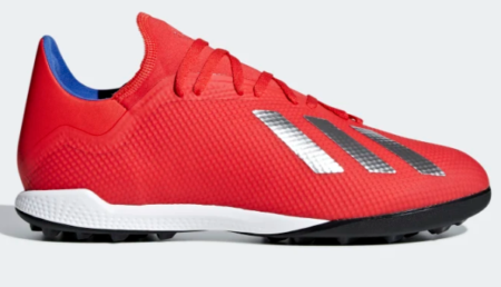 X TANGO 18.3 TURF BOOTS           Size: 9.5 UK   ACTIVE RED / SILVER MET. / BOLD BLUE