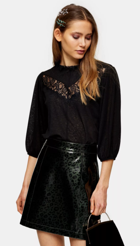 Black Lace Insert Top     Size: 8